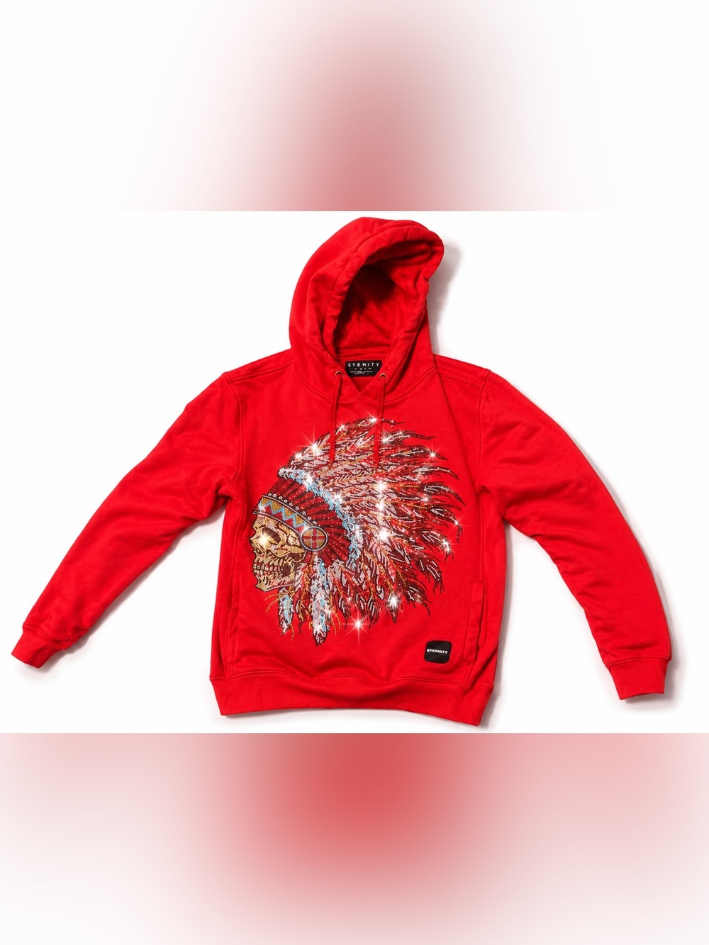 Red Rhinestone Bling Chiefs Hoodie Skull Graphic Mediums